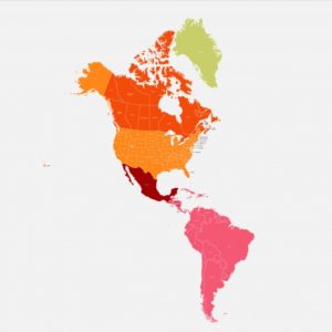 Geografia 8º Ano Fundamental – Divisão geográfica da América, divisão cultural da América, países desenvolvidos, em Desenvolvimento e Subdesenvolvidos, divisão econômica da América e colonização na América.
